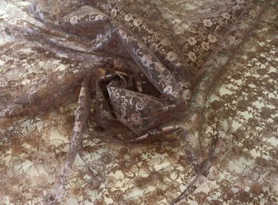 RASCHEL SPITZE Tüllspitze fest Meterware kleine Blüten BRAUN EUR 5,98/m - Bild 1 von 3