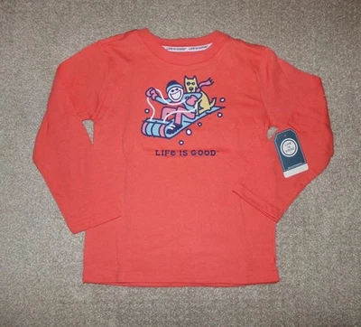 CAMISETA GRÁFICA MANGA LARGA LIFE IS GOOD TRINEO NIÑOS NUEVA CON ETIQUETAS TALLA S 7 Foto 1 de 3