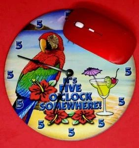 5 o'clock Parrot Round Sublimated Mouse Pad - Picture 1 of 3