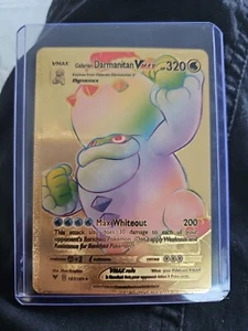 Galarian Darmanitan Vmax Rainbow Gold Foil Fan Art Vinyl Collector Pokemon Card - Picture 1 of 2