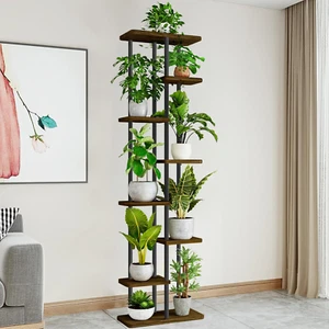 Tall Plant Stand Indoor Plant Stands Wood Outdoor Tiered Plant Shelf Multiple P - Picture 1 of 6