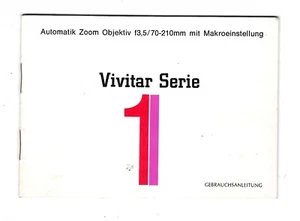 Gebrauchsanleitung Vivitar Automatik Zoom Objektiv 3,5/70-210mm  - Imagen 1 de 2