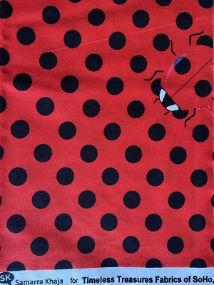 Tela de algodón roja de colección 1,5 yardas LADYBUG lunares Samarra Khaja Timeless Treasures Foto 1 de 4