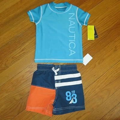男孩 Nautica 2 件套沐浴/游泳套装 带 UV 衬衫 尺寸 12M 全新 全新带标签 48 美元 — 第 1/4 张图片