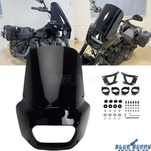 Club Style Headlight Fairing 15"Windshield For Harley Softail Fat Bob FXFB FXFBS - Picture 1 of 10