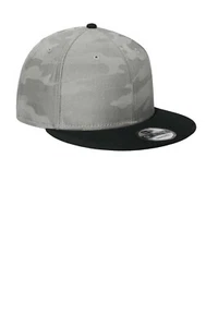 New Era Camo Flat Bill Snapback Cap Black/Rainstorm Grey Camo { NE407 } - Picture 1 of 3