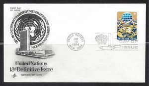 UN Stamps 1974 Scott NY #251 18 cent UN Emblem & Globe FDC single with AC cachet - Picture 1 of 1