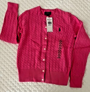Polo Ralph Lauren Girl's Mini-Cable Cotton Cardigan M 8-10 - Picture 1 of 3