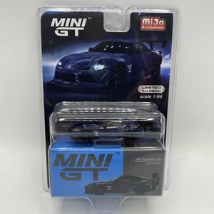 1/64 MINI GT MIJO EXCLUSIVES HKS TOYOTA GR SUPRA DOWNSHIFT BLUE - Picture 1 of 2