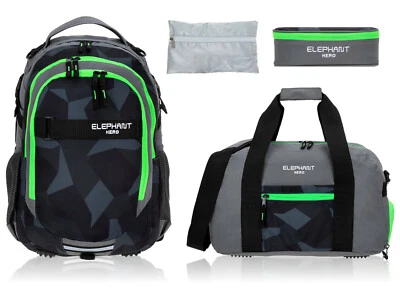 Schulrucksack Jungen 4 T Set Rucksack Elephant Signature 12770 Cyber Camo Grün r - Bild 1 von 4
