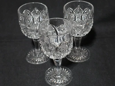 Imperial Glass Ohio 4" Cordials DAISY & BUTTON Pattern - Set Of 3 - NEAR MINT - Image 1 of 4