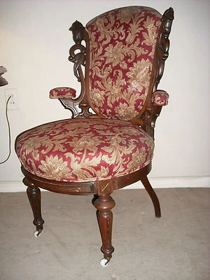 Sillón victoriano laminado de palisandro rococó/ren Revival demi con dorado Foto 1 de 4