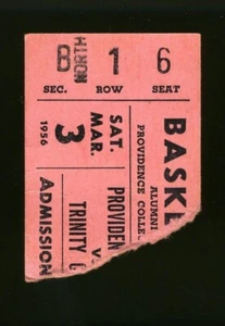 Providence College vs. Trinity College Basketball March 3, 1956 Ticket Stub - Picture 1 of 2