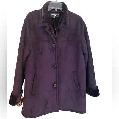 Abrigo forrado Baby Phat Vintage Y2K raro púrpura gamuza/piel sintética talla grande Foto 1 de 4