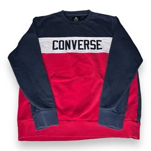Converse Red & Blue Embroidered Logo Crewneck Sweater Men’s Size L - 10005834 - Picture 1 of 8