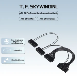 Cable divisor de fuente de alimentación ATX 24 pines macho 1 a 3 puertos hembra - Imagen 1 de 9