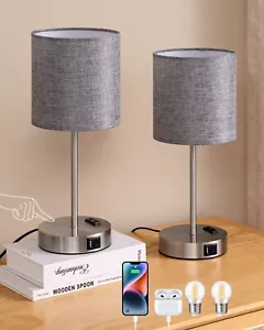EDISHINE Tischlampe 2er Set mit USB-Ladefunktion Touch Dimmbar Nachttischlampe - Bild 1 von 18