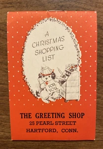 Lista de compras navideñas de colección de los años 40 The Greeting Shop Hartford Connecticut CT P1H - Imagen 1 de 17