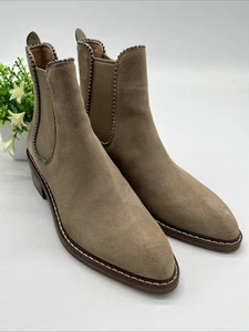 Coach Womens Bowery Bead Chelsea Suede Beige Tan Ankle Boots 36.5 US 6B - Picture 1 of 12