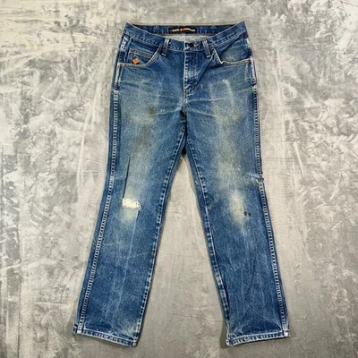 Pantalones de mezclilla vintage Wrangler FR36MWZ ajustados para hombre 32x32 azul lavado medio Foto 1 de 4