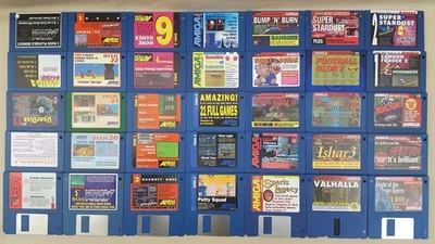 LOT of (35) Magazine Cover Disks for Commodore Amiga - LOTS of GREAT GAMES +MORE - Image 1 of 4