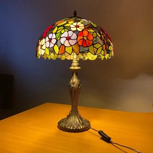 Lámpara de mesa Tiffany azul estilo libélula 16 pulgadas pantalla de vitral artesanal - Imagen 1 de 11