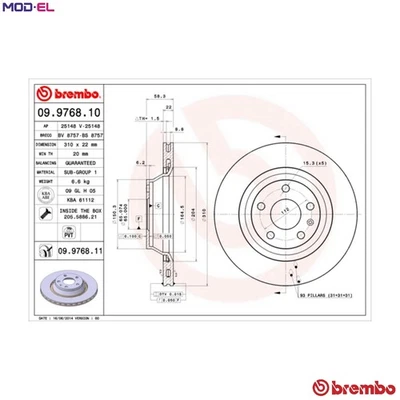 2x BRAKE DISC 09.9768.11 FOR AUDI CBBB/CFGB 2.0L CCTA/CCZA/CDLA/CDMA/CDLB 2.0L - Image 1 of 4