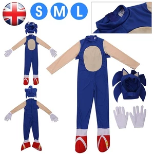 Kids Sonic The Hedgehog Sonic Costume Fancy Dress Outfits Set Party Cosplay New - Picture 1 of 11