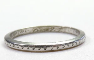 Antique Platinum 1920's Wedding Band DTD 6-27 Ring Size 6.25 UK-M 1.85MM Wide - Picture 1 of 14