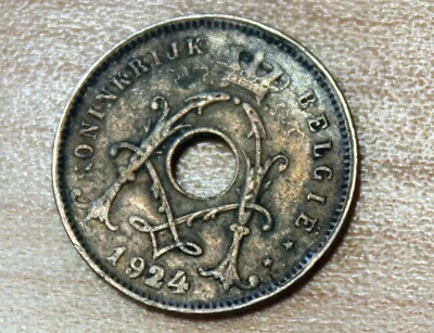 1924 Belgium 5 Centimes Dutch text Overdate? - Image 1 of 2