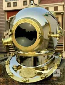 Antiker Kupfer massiv Messing Full Size Taucher Taucherhelm Scuba US Navy Mark V. - Bild 1 von 6
