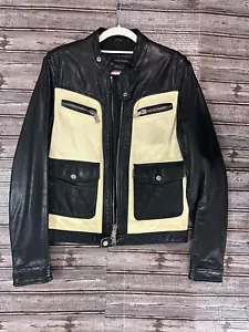 DSQUARED2 Kiodo pelle bovina calf Jacket color Black & white sz IT 48 - Picture 1 of 8