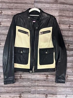 DSQUARED2 Kiodo pelle bovina calf Jacket color Black & white sz IT 48 - Image 1 of 4