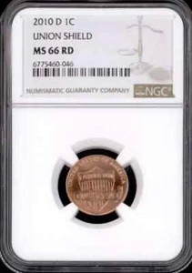 Centavo Lincoln Union Shield 2010-D NGC MS66RD BU MONEDA DETALLADA SIN CIRCULAR #I - Imagen 1 de 2