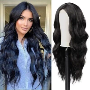 Fashion Black Long Curly Wigs Women Natural Body Wavy Hair Cosplay Wig 80cm - Picture 1 of 8