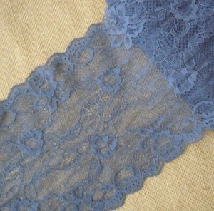 Lencería elástica de encaje floral gris azul de 6,75" de ancho, diadema, guantes, arco y0385 - Imagen 1 de 2