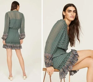 VERONICA BEARD Kleid Seide "Destiny" Blumen Paisley Boho grün Größe 4 - Bild 1 von 14