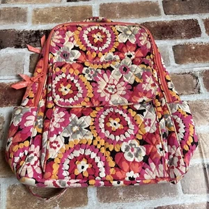 Vera Bradley Backpack Pink Flower Printed 15”x11”x5.5” E1-801 - Picture 1 of 12