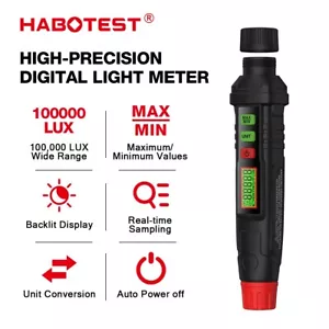 Medidor de luz HABOTEST HT63 medidor de iluminación digital de mano temperatura ambiente - Imagen 1 de 14