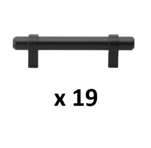 *19* GlideRite 3 in. Matte Black Euro Style Solid Cabinet Drawer Bar Pulls - Picture 1 of 4
