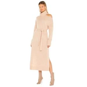 Maxi abito maglione maglia spalle fredde misto lana Paige Raundi L marrone boho autunno - Foto 1 di 8