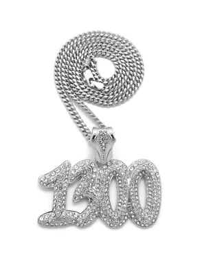 Colgante Hip Hop Plateado 1300 y Collar Cadena Caja Cuerda Cubana 18" 20" 24" Foto 1 de 4