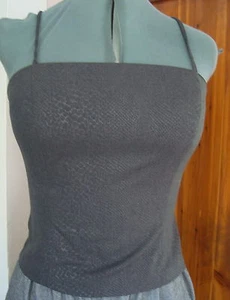 Charcoal Gray Snake Print 11/12 Spaghetti Strap Back Zip Poly Top Princess Seam - Picture 1 of 6