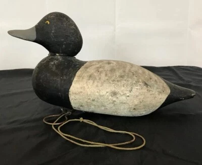 Canvas Back Hand Carved Vintage Primitive Wood Decoy Worn BLUE BILL - Image 1 of 4