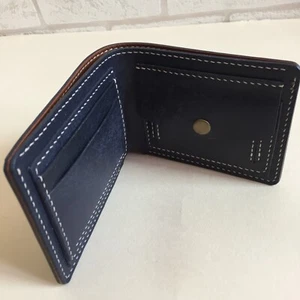 Herren-Geldbörse mit Doppelfaltung und handgefertigtem Kleingeldfach Pueblo-Leder Farbe BLAU DUNKEL - Bild 1 von 9