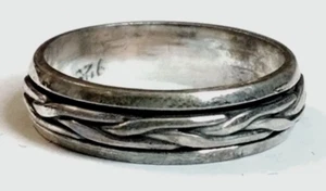 SPINNER Sterling Silver Motion/Worry Braid Ring Sizes 6, 8, 9, 10, 11 - Picture 1 of 2