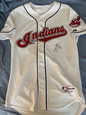 Camiseta auténtica de los indios de Cleveland firmada por el ex prospecto superior talla 44 Foto 1 de 4