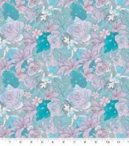 Aladdin Princess Jasmine Floral Cotton Fabric - Picture 1 of 2