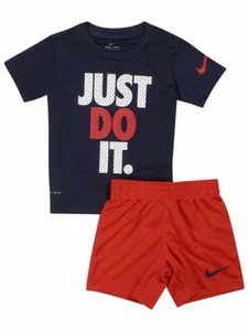 NIKE Boys JUST DO IT 2-Piece Shirt & Shorts Set Navy & Red  Boy's Size 6 - Picture 1 of 1