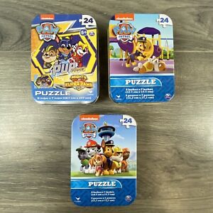 Lot Of 3- Paw Patrol Mini Puzzle In Metal Tin New Sealed (24 Pieces Each)